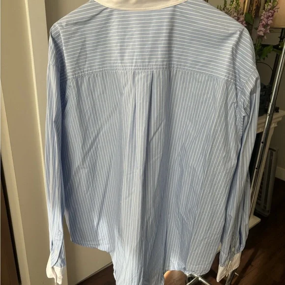 Good American Light Blue and White Striped Dress Shirt - Picture 4 of 5